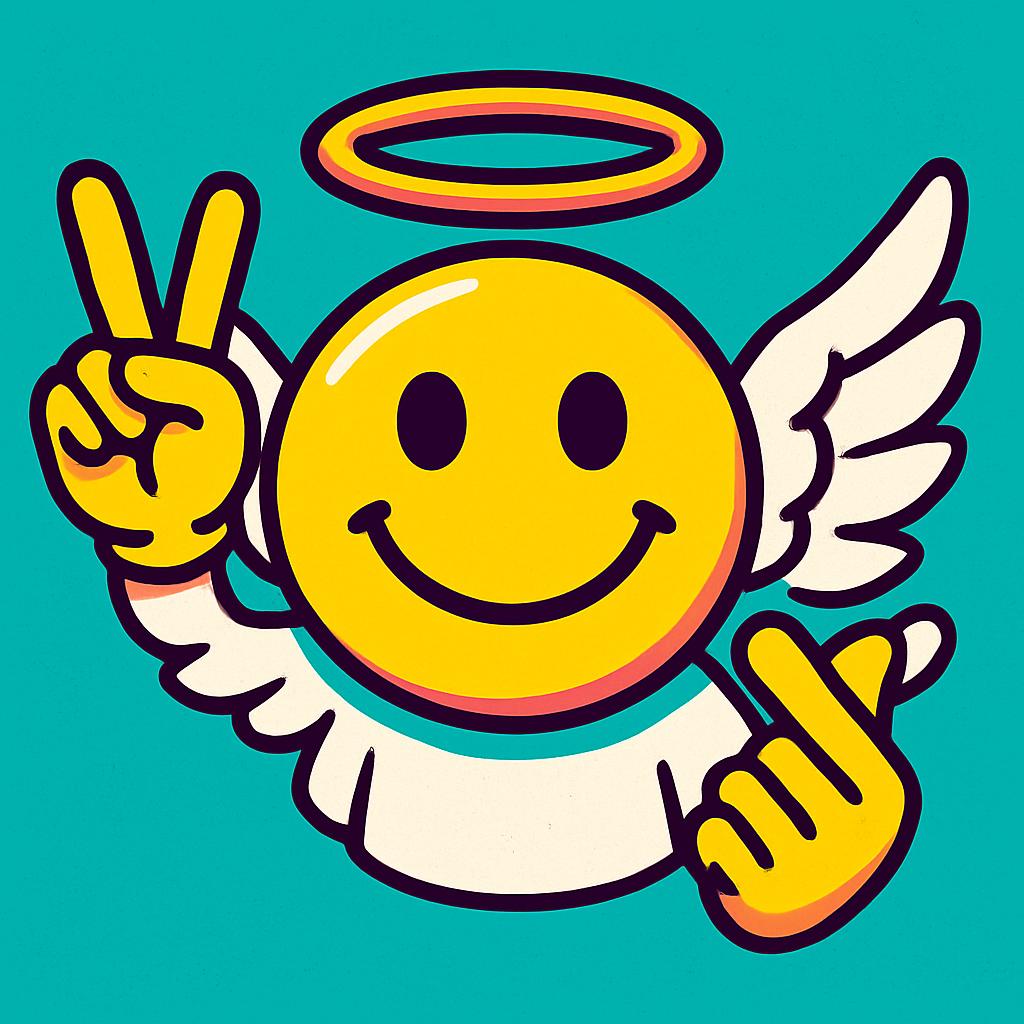 Peace And love mascot emoji ✌️?? angel with wings Blank Meme Template