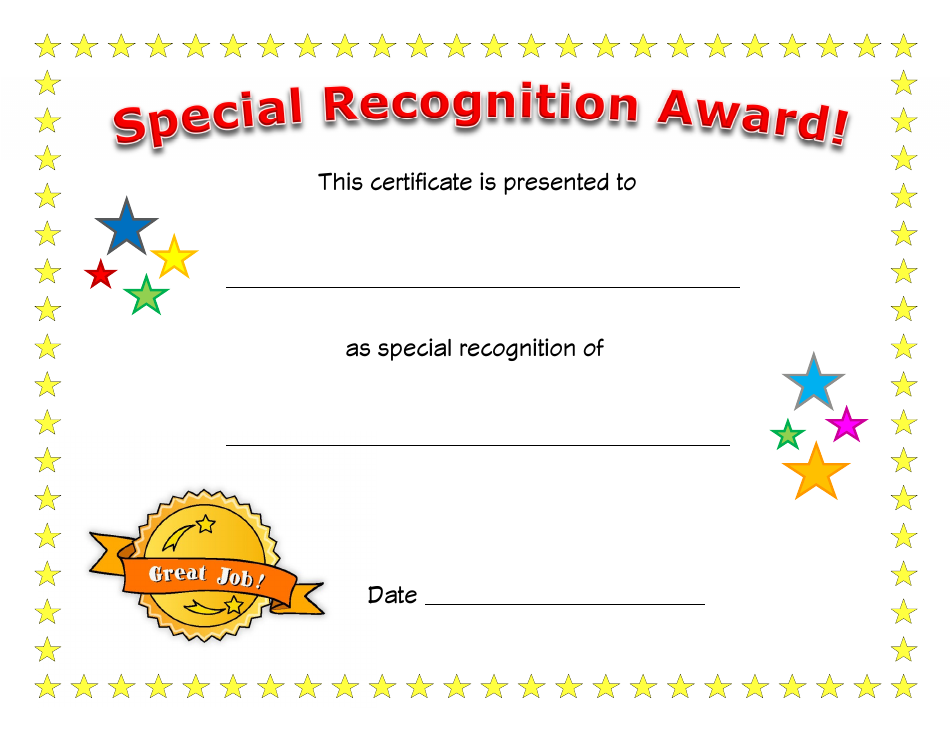 Special Recognition Award certificate blank Blank Meme Template