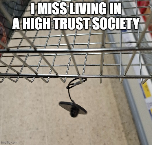 I Remember Not Having These On Shopping Baskets | I MISS LIVING IN A HIGH TRUST SOCIETY | made w/ Imgflip meme maker