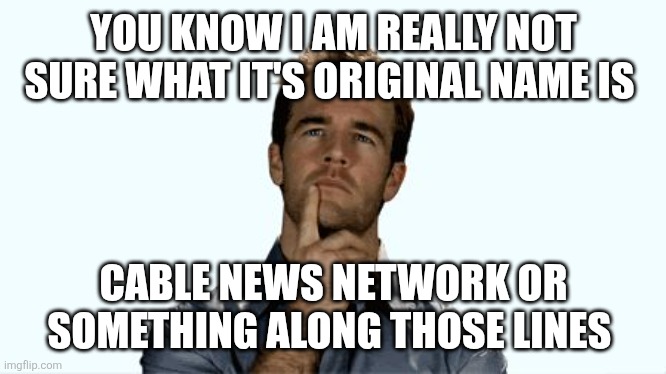 Hmmm | YOU KNOW I AM REALLY NOT SURE WHAT IT'S ORIGINAL NAME IS CABLE NEWS NETWORK OR SOMETHING ALONG THOSE LINES | image tagged in hmmm | made w/ Imgflip meme maker