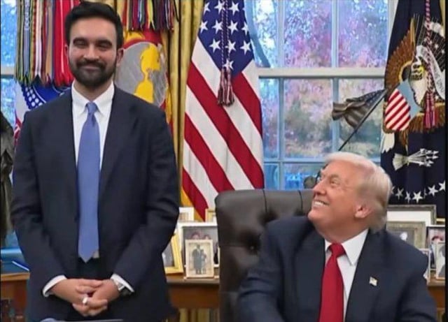 Smiling Trump Mamdanj Blank Meme Template