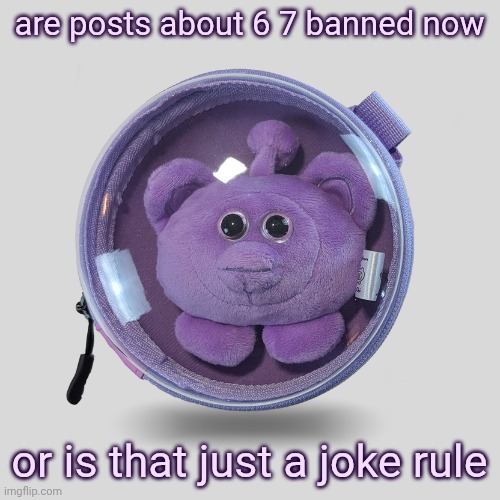 not that I had any plans | are posts about 6 7 banned now; or is that just a joke rule | image tagged in ouioui macaron purple | made w/ Imgflip meme maker