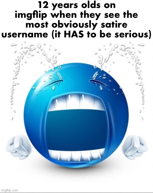 Crying Blue guy | 12 years olds on imgflip when they see the most obviously satire username (it HAS to be serious) | image tagged in crying blue guy | made w/ Imgflip meme maker