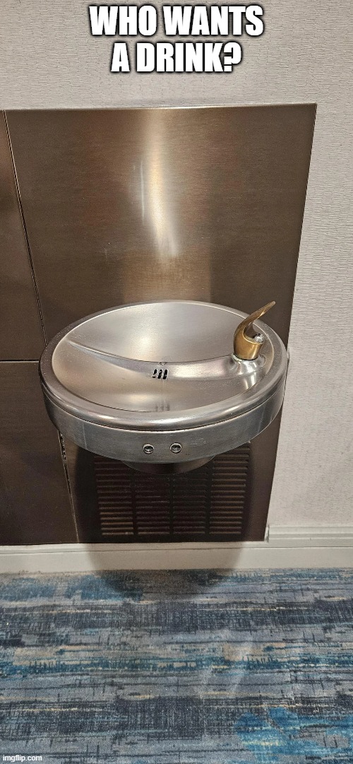 Wrong Way Fountain | WHO WANTS A DRINK? | image tagged in you had one job | made w/ Imgflip meme maker