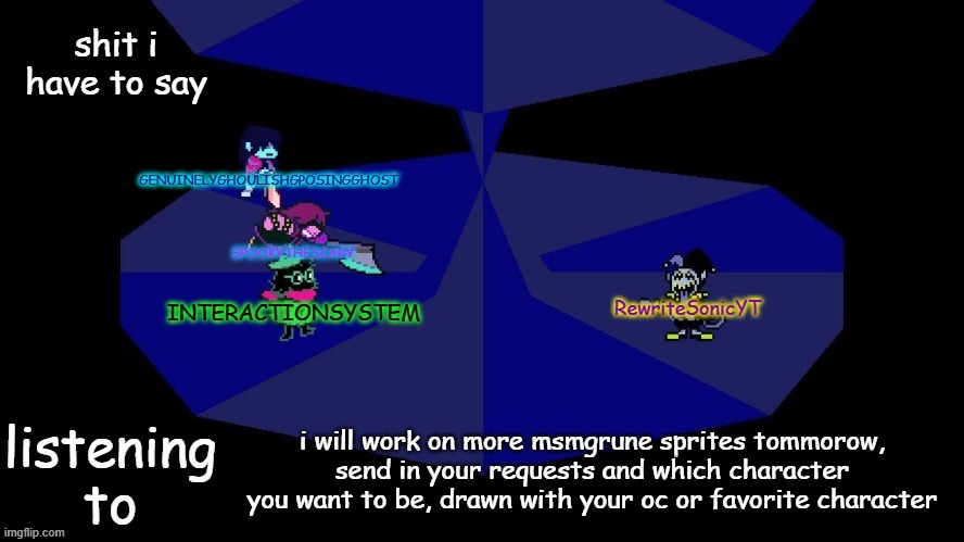 system, rewrite, bob, and posing alien shared temp | i will work on more msmgrune sprites tommorow, send in your requests and which character you want to be, drawn with your oc or favorite character | image tagged in system rewrite bob and posing alien shared temp | made w/ Imgflip meme maker