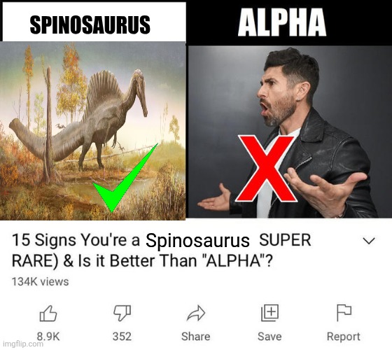 Spinosaurus My Beloved | SPINOSAURUS; Spinosaurus | image tagged in 15 signs your a,memes,dinosaurs,funny memes,lol,humor | made w/ Imgflip meme maker