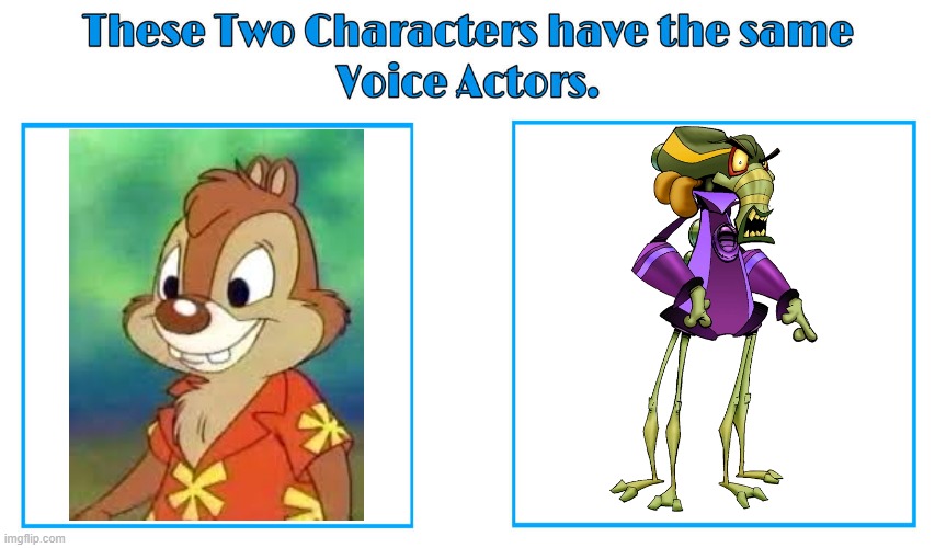 Corey Burton 2 | image tagged in same voice actor,corey burton,chip and dale rescue rangers,crash bandicoot,disney | made w/ Imgflip meme maker