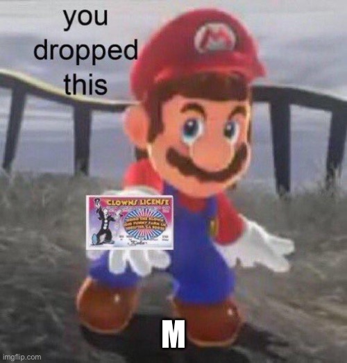 Mario You dropped this | M | image tagged in mario you dropped this | made w/ Imgflip meme maker