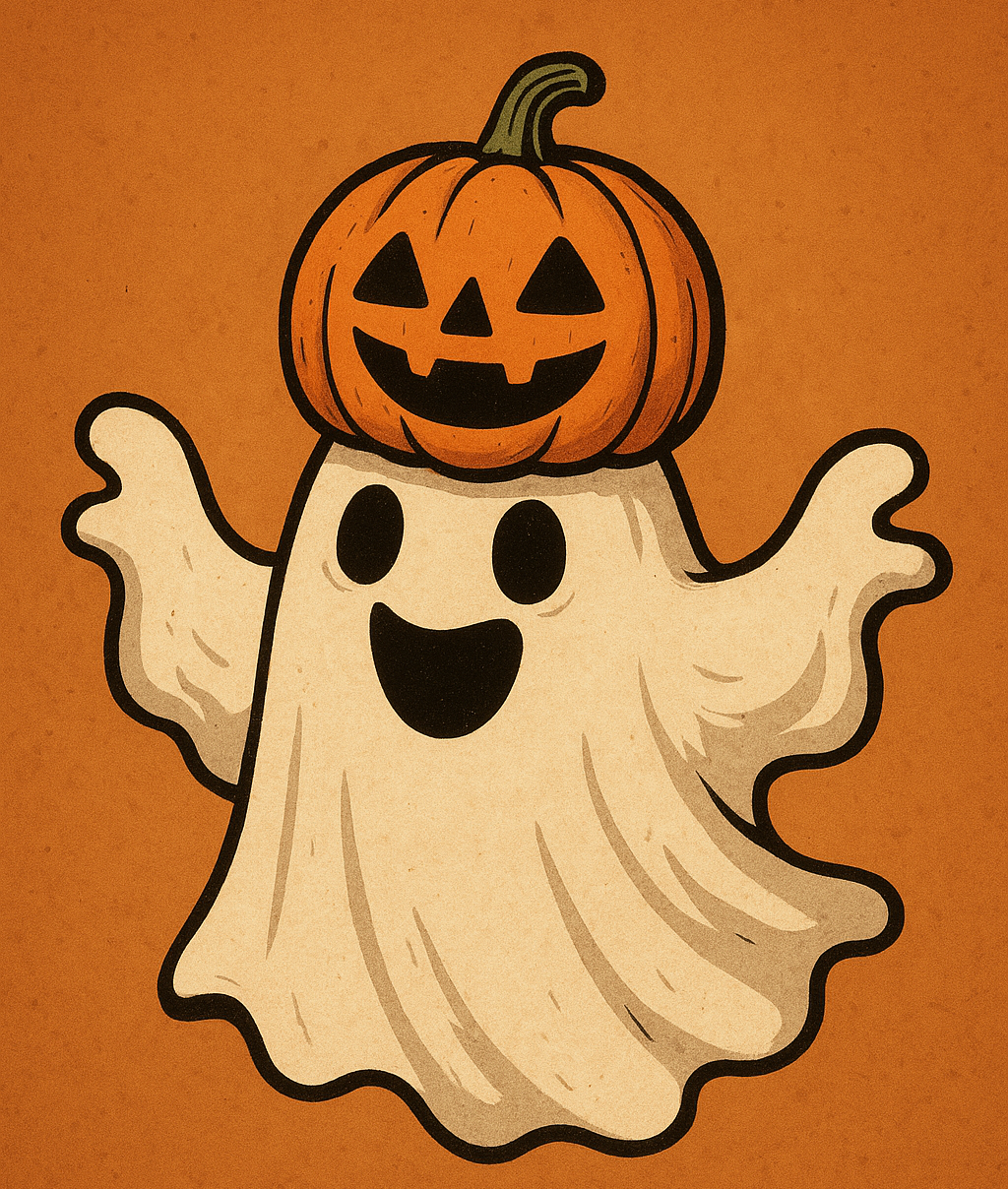 Pumpkin Ghost with Grin Blank Meme Template