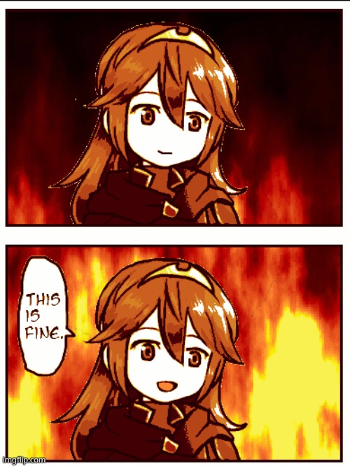 Lucina this is fine | image tagged in lucina this is fine | made w/ Imgflip meme maker
