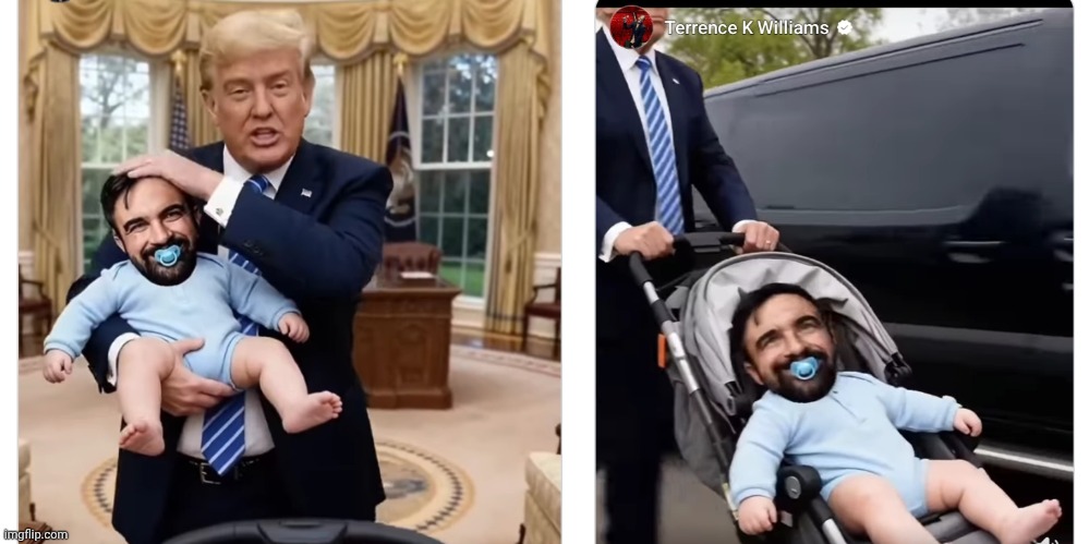Baby Zohran with Trump Blank Meme Template