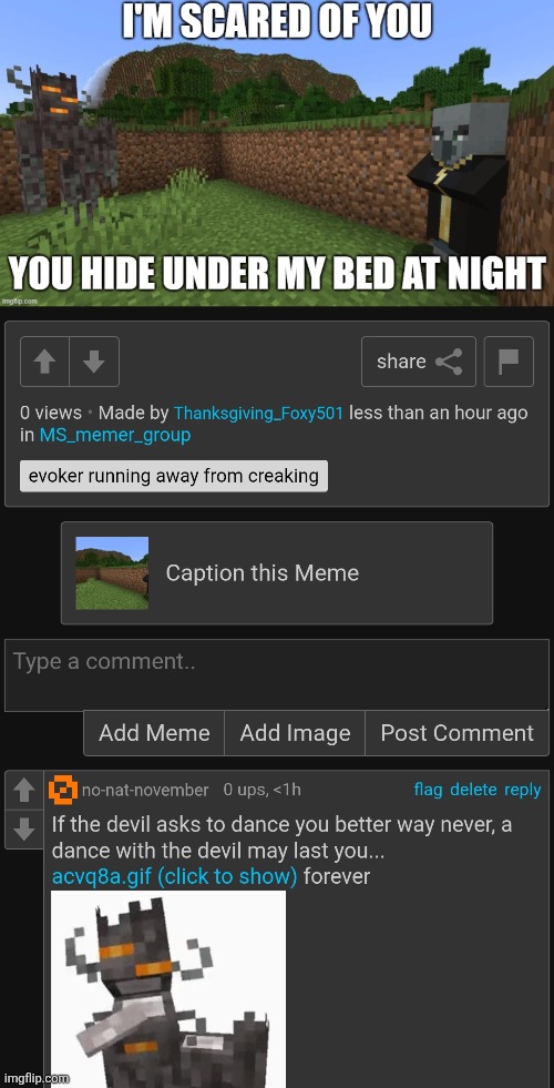 If foxy501 posts about the creaking let's just respond with the freaking gif | made w/ Imgflip meme maker