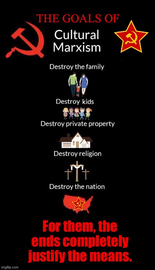 They’re trying their best to reach these goals… | image tagged in anti communists,cultural marxism,destruction,ultimate goals,evil | made w/ Imgflip meme maker