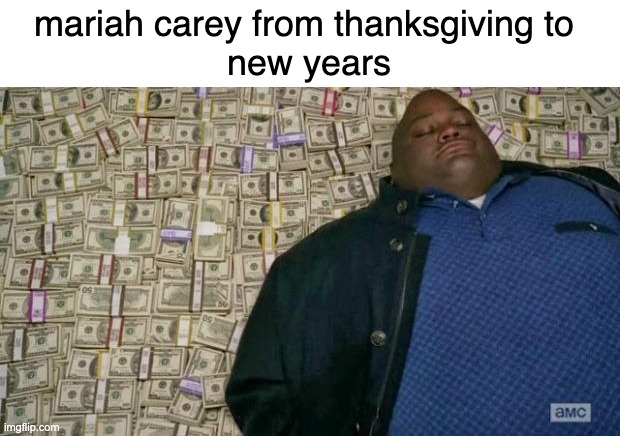 Money | mariah carey from thanksgiving to 
new years | image tagged in huell money,mariah carey,christmas | made w/ Imgflip meme maker