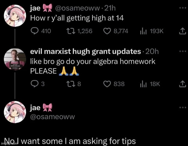 Bro ain't gettin high with that pfp | made w/ Imgflip meme maker