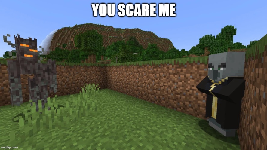 Evoker Running Away From Creaking | YOU SCARE ME | image tagged in evoker running away from creaking | made w/ Imgflip meme maker