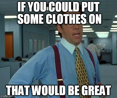 That Would Be Great Meme | IF YOU COULD PUT SOME CLOTHES ON THAT WOULD BE GREAT | image tagged in memes,that would be great | made w/ Imgflip meme maker
