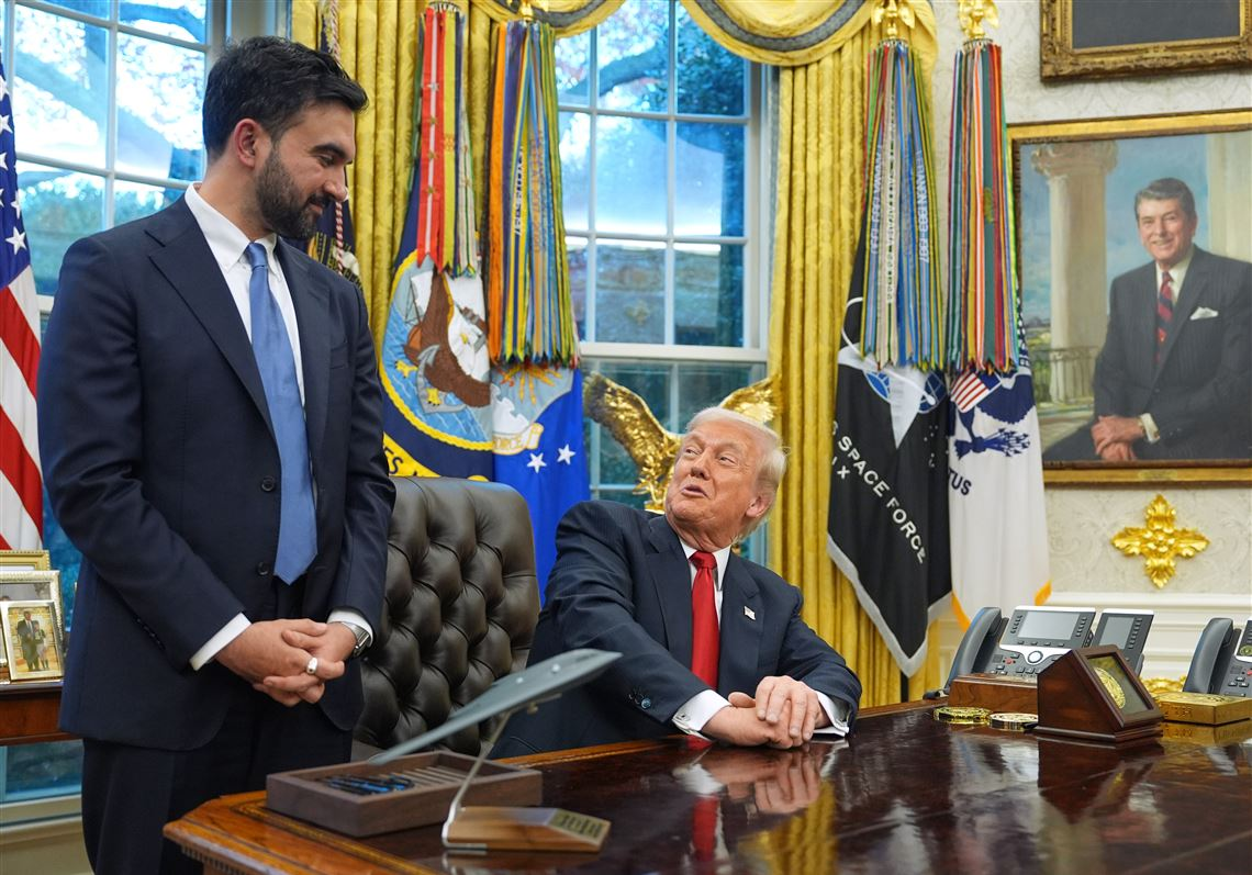 trump looking at mamdani Blank Meme Template