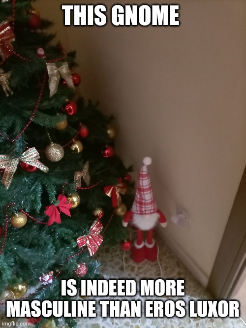 THIS GNOME; IS INDEED MORE MASCULINE THAN EROS LUXOR | made w/ Imgflip meme maker