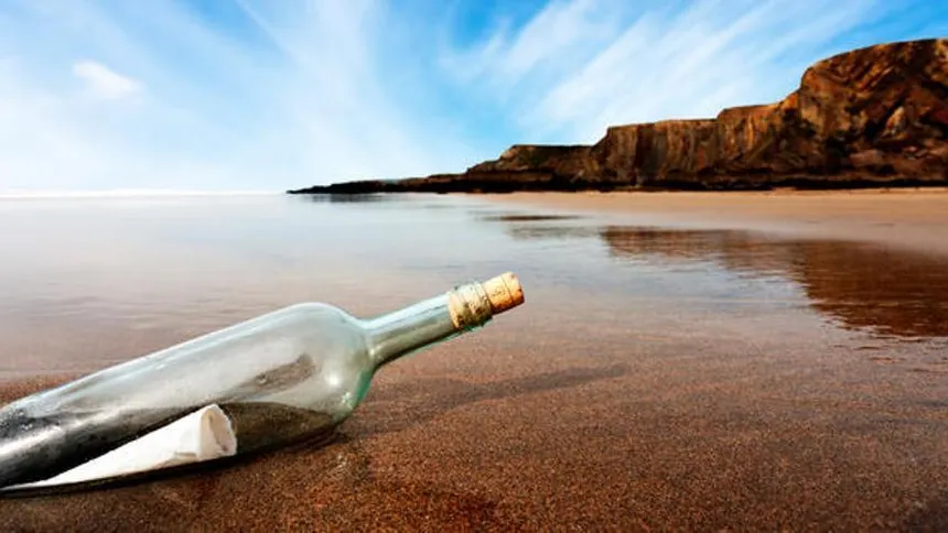 bottle with a message in the beach Blank Meme Template