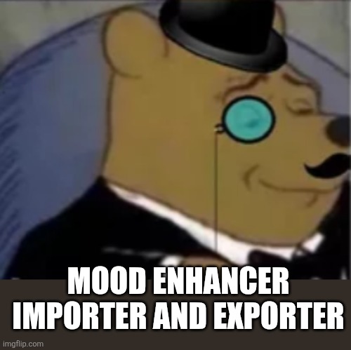 Sophisticated pooh | MOOD ENHANCER IMPORTER AND EXPORTER | image tagged in sophisticated pooh | made w/ Imgflip meme maker