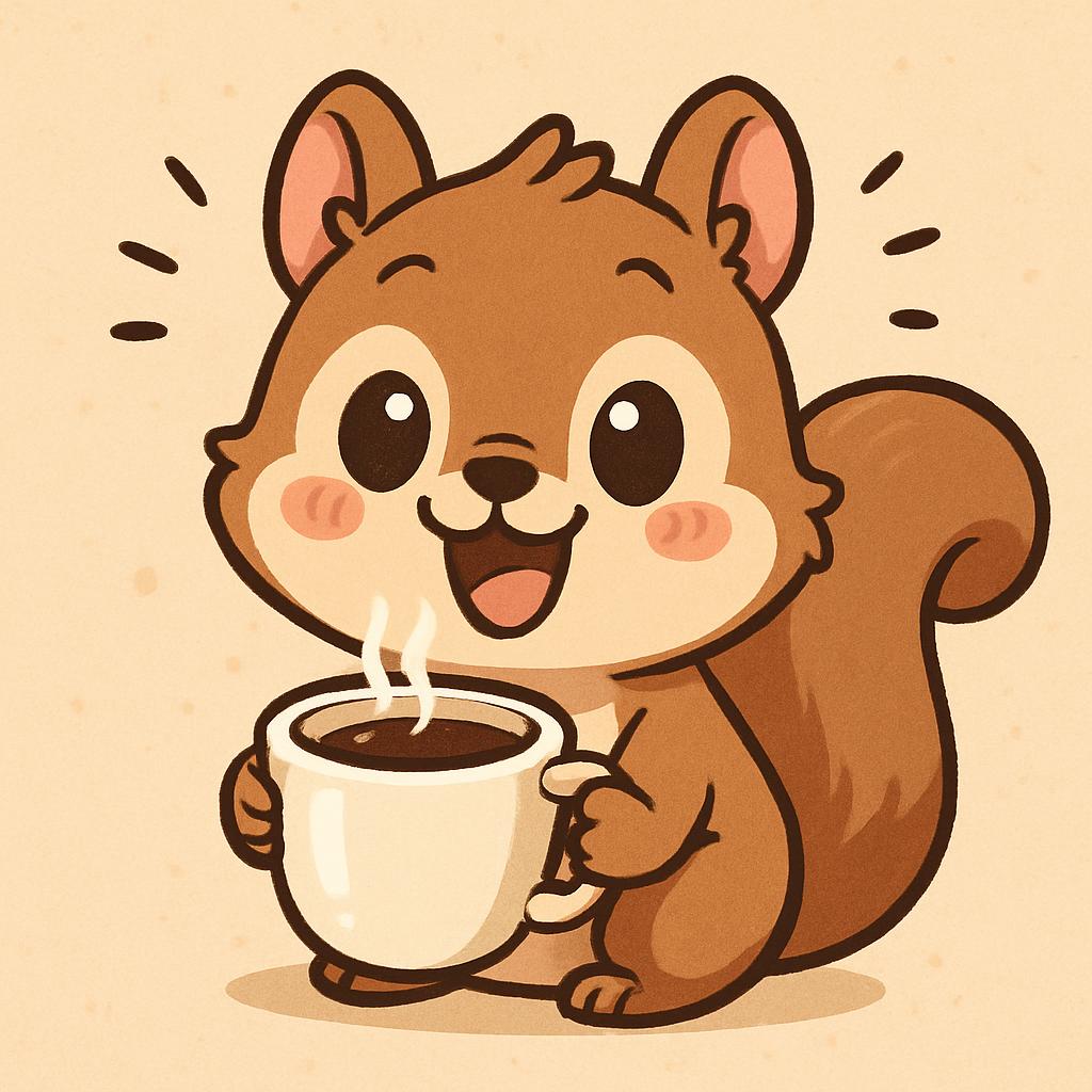 Cute animal drinking coffee excited Blank Meme Template
