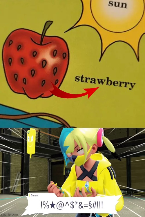 No! This isn't how you're supposed to draw the Strawberry! | image tagged in strawberry,apple,you had one job | made w/ Imgflip meme maker