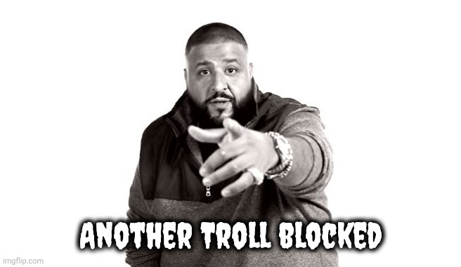 Another Troll blocked | image tagged in dj khaled another one | made w/ Imgflip meme maker