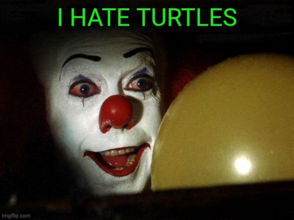 Pennywise balloon | I HATE TURTLES | image tagged in pennywise balloon | made w/ Imgflip meme maker