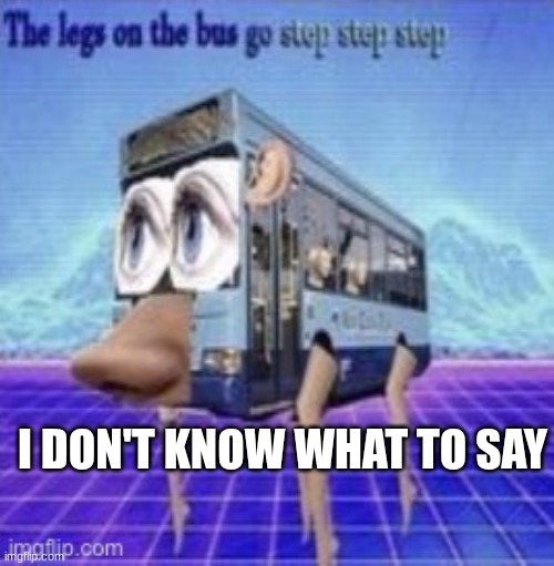 idk whatto say about this | I DON'T KNOW WHAT TO SAY | image tagged in the legs on the bus go step step | made w/ Imgflip meme maker