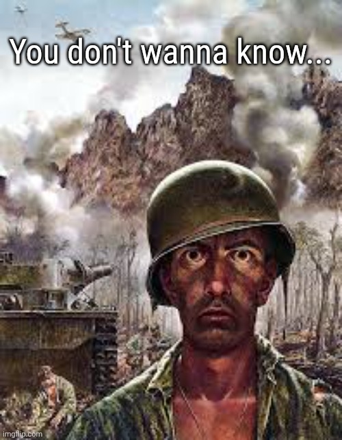 Thousand Yard Stare | You don't wanna know... | image tagged in thousand yard stare | made w/ Imgflip meme maker