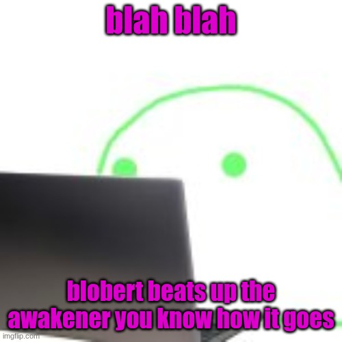 blobert computer | blah blah; blobert beats up the awakener you know how it goes | image tagged in blobert computer | made w/ Imgflip meme maker