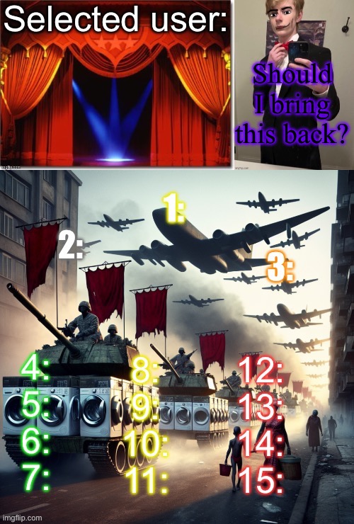 Blind voting by Virian | Should I bring this back? | image tagged in blind voting by virian | made w/ Imgflip meme maker