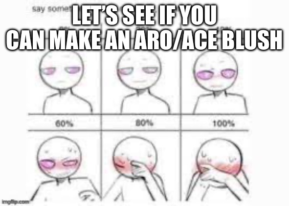 Don’t hold back | LET’S SEE IF YOU CAN MAKE AN ARO/ACE BLUSH | image tagged in make me blush | made w/ Imgflip meme maker