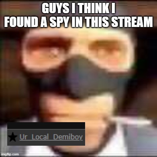 spi | GUYS I THINK I FOUND A SPY IN THIS STREAM | image tagged in spi | made w/ Imgflip meme maker