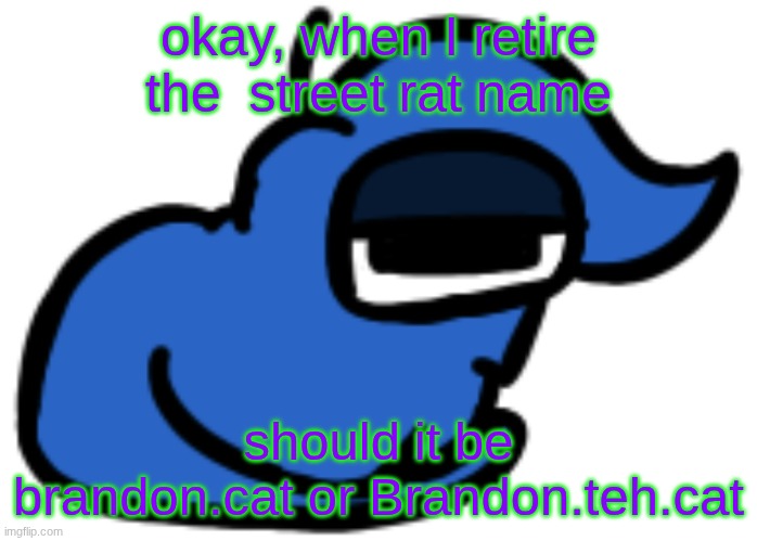 numero gato | okay, when I retire the  street rat name; should it be brandon.cat or Brandon.teh.cat | image tagged in numero gato | made w/ Imgflip meme maker