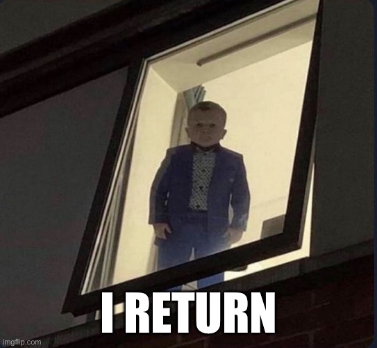 Menacing Hasbulla Stare | I RETURN | image tagged in menacing hasbulla stare | made w/ Imgflip meme maker