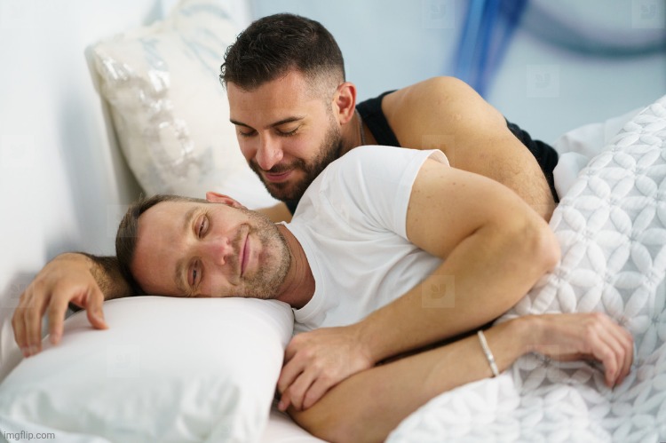 Man waking his husband | image tagged in man waking his husband | made w/ Imgflip meme maker