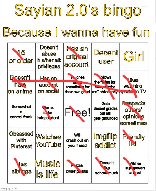 Sayian 2.0’s Bingo | image tagged in sayian 2 0 s bingo | made w/ Imgflip meme maker
