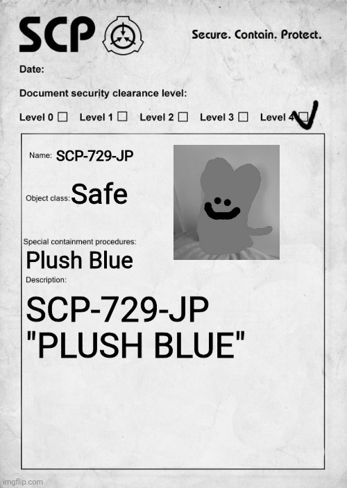PLUSH BLUE SCP-729-JP Blank Meme Template