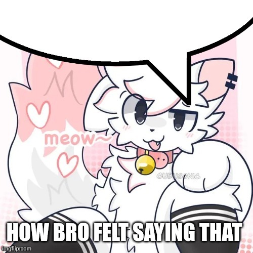 femboy boykisser speech bubble | HOW BRO FELT SAYING THAT | image tagged in femboy boykisser speech bubble | made w/ Imgflip meme maker