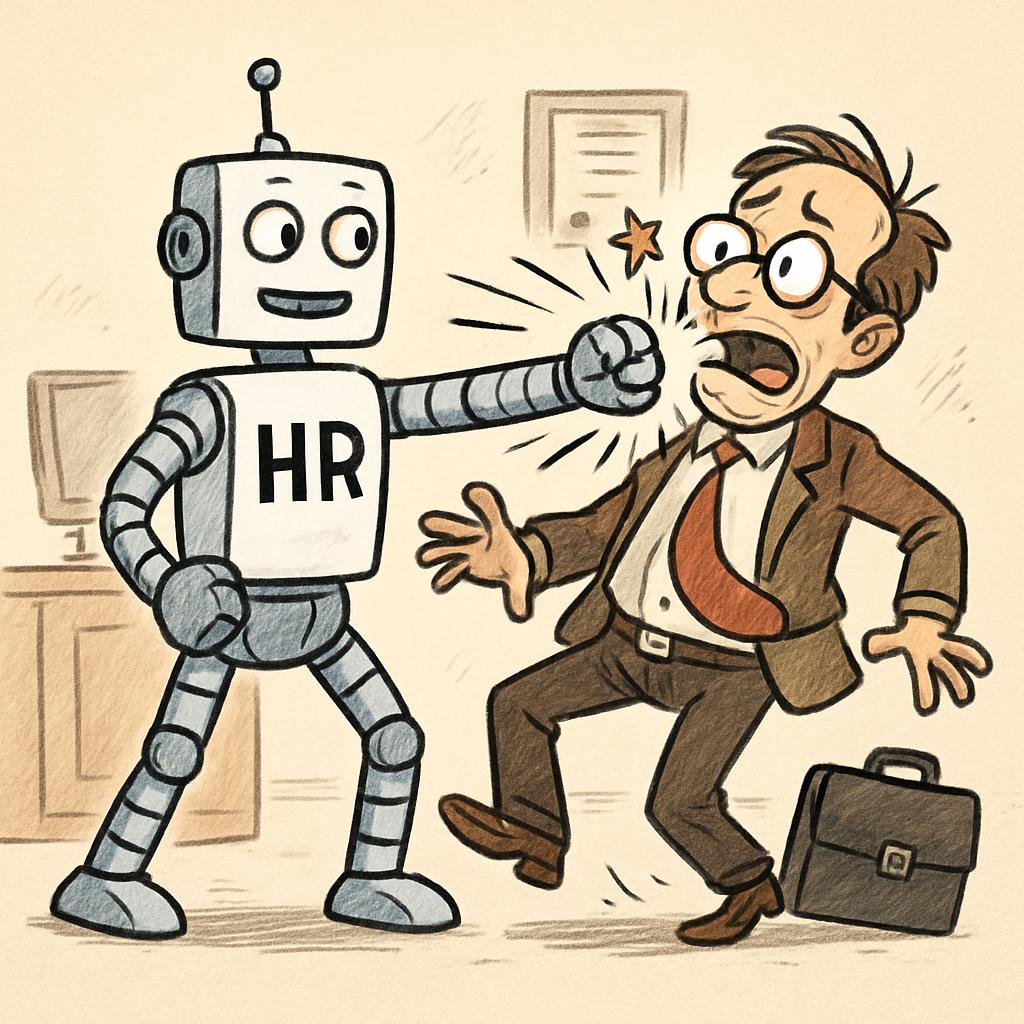 Robot beating an HR manager Blank Meme Template