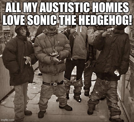 All My Homies Hate | ALL MY AUTISTIC HOMIES LOVE SONIC THE HEDGEHOG! | image tagged in all my homies hate | made w/ Imgflip meme maker