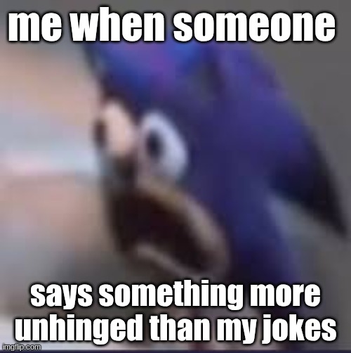 me when someone; says something more unhinged than my jokes | image tagged in unhinged as hell | made w/ Imgflip meme maker