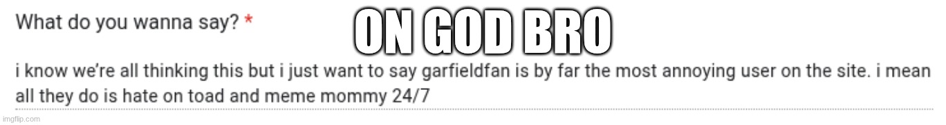 ON GOD BRO | made w/ Imgflip meme maker