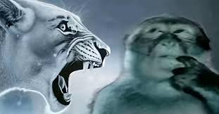 Thinking Monkey and Lion meme Blank Meme Template