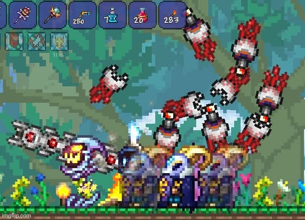 Terraria - Master Mode Summoner Class | image tagged in terraria,gaming,video games,nintendo switch,screenshot | made w/ Imgflip meme maker