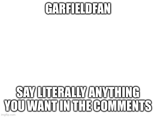GARFIELDFAN; SAY LITERALLY ANYTHING YOU WANT IN THE COMMENTS | made w/ Imgflip meme maker