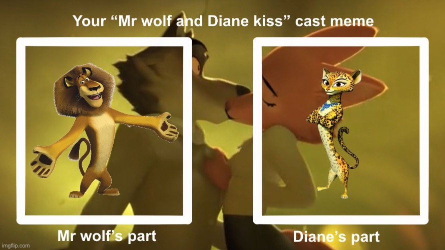 Alex and Gia Kiss (The Bad Guys 2 Style) | image tagged in dreamworks,madagascar,the bad guys,the bad guys 2,memes | made w/ Imgflip meme maker
