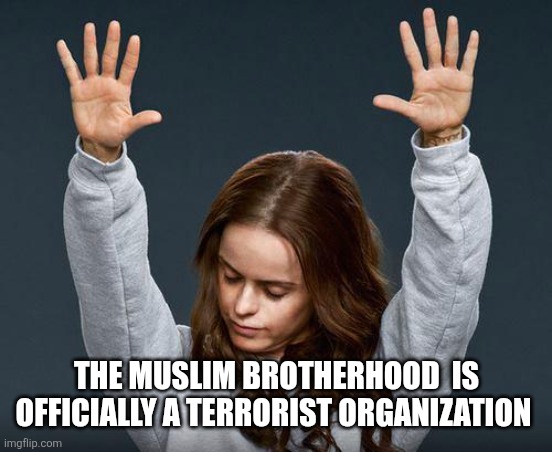Praise the lord | THE MUSLIM BROTHERHOOD  IS OFFICIALLY A TERRORIST ORGANIZATION | image tagged in praise the lord,funny memes | made w/ Imgflip meme maker